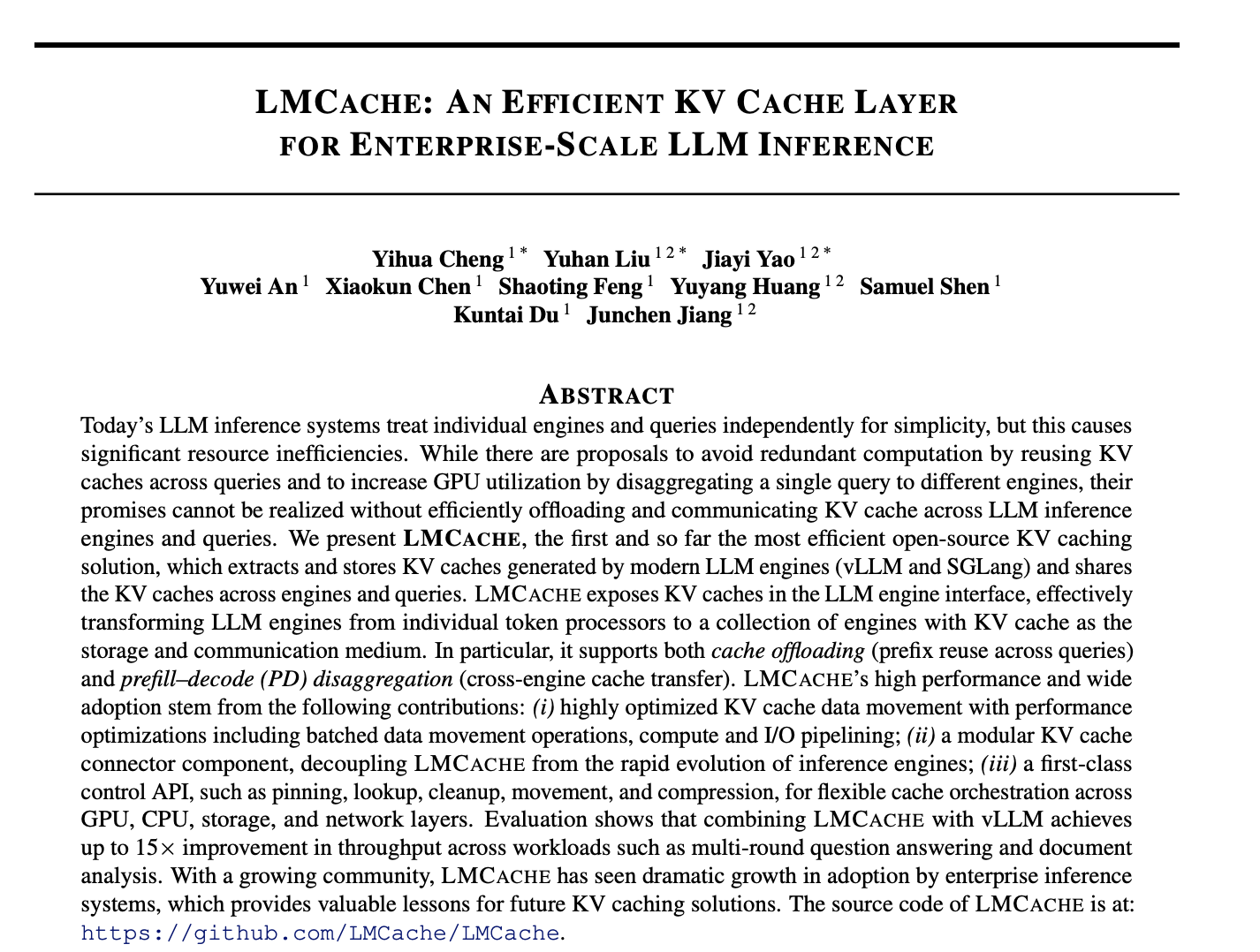 LMCache Tech Report Preview